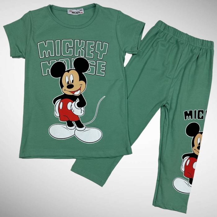 Mickey Mouse Baskılı Kız Çocuk Kapri Tayt Takım - GBK305010