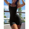 Kadın Kalın Askılı Bodycon Kaşkorse şort Tulum