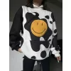 Smiley Face Kapüşonlu Sweatshirt - Siyah