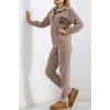 Baskılı Polar Pijama Takım Vizon - 101002.1049.