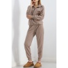 Baskılı Polar Pijama Takım Vizon - 101002.1049.