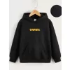 Çocuk Unisex Kapüşonlu Ön ve Arka Garfield Baskılı Sweatshirt - Siyah