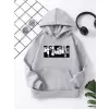 Çocuk Unisex Kapüşonlu Koyu Anime Baskılı Sweatshirt - Gri