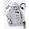 Çocuk Unisex Kapüşonlu NEW MOMENT Baskılı Pamuklu Sweatshirt - Gri