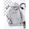 Çocuk Unisex Kapüşonlu The End Baskılı Pamuklu Sweatshirt - Gri