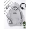 Çocuk Unisex Kapüşonlu Mini Kafa Baskılı Pamuklu Sweatshirt - Gri