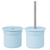 OiOi Ham+Hüp Pipetli Silikon Bardak Seti Mineral Blue / Powder Grey