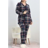 Düğmeli Süet Battal Pijama Takımı Yeşilkırmızı - 6686.1902.