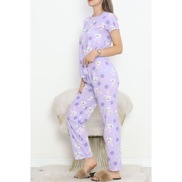 Desenli Pijama Takımı Açıklila - 130.1287.