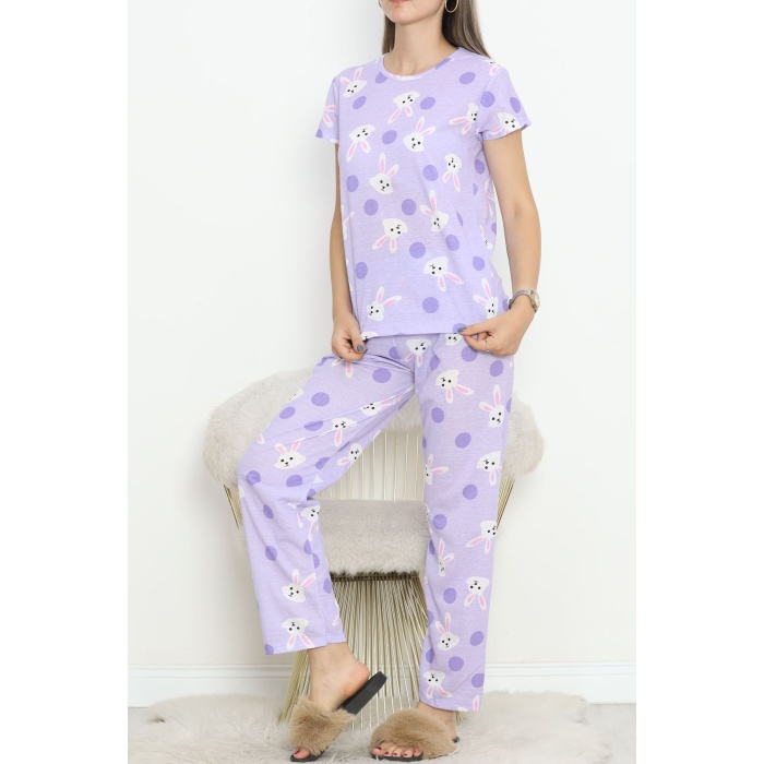 Desenli Pijama Takımı Açıklila - 130.1287.