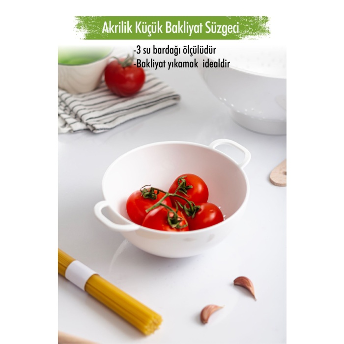 Akrilik Siyah Mini Pirinç Süzgeçi & Bakliyat Süzgeçi (3 SU BARDAĞI ÖLÇÜLÜ)