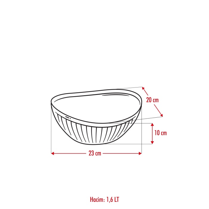 Akrilik Barok Mürdüm Orta Boy Oval Meyve & Salata Kasesi & Karıştırma Kabı / 1,6 Lt  (CAM DEĞİLDİR)