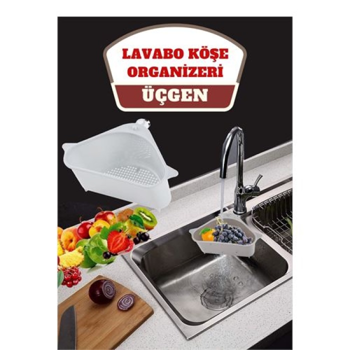 TransForMacion Barazza Üçgen Lavabo Köşe Süzgeçli Organizer BEYAZ 716632