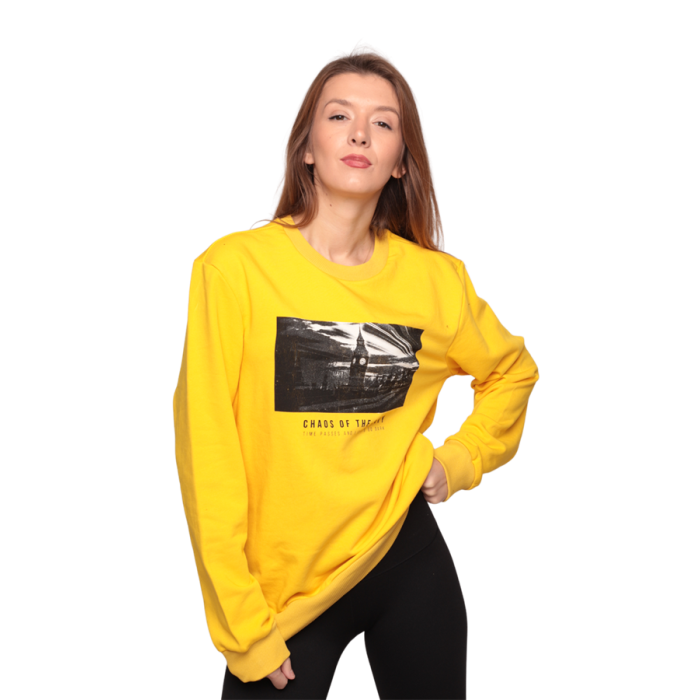 Bisiklet Yaka Kadın Sweatshirt 0147 | Sarı