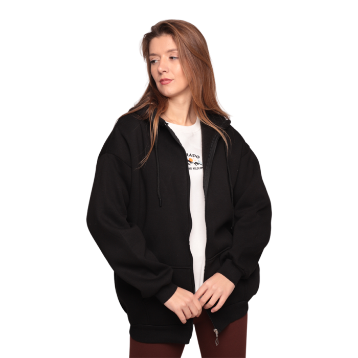 Fermuarlı 3 İplik Kadın Sweatshirt 3556 | Siyah