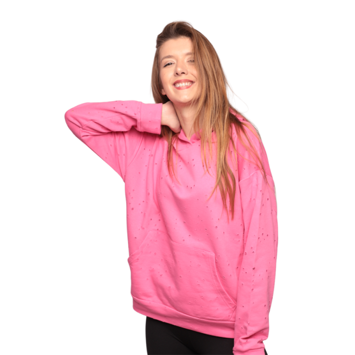 Kapşonlu Kadın Sweatshirt 0150 | Pembe