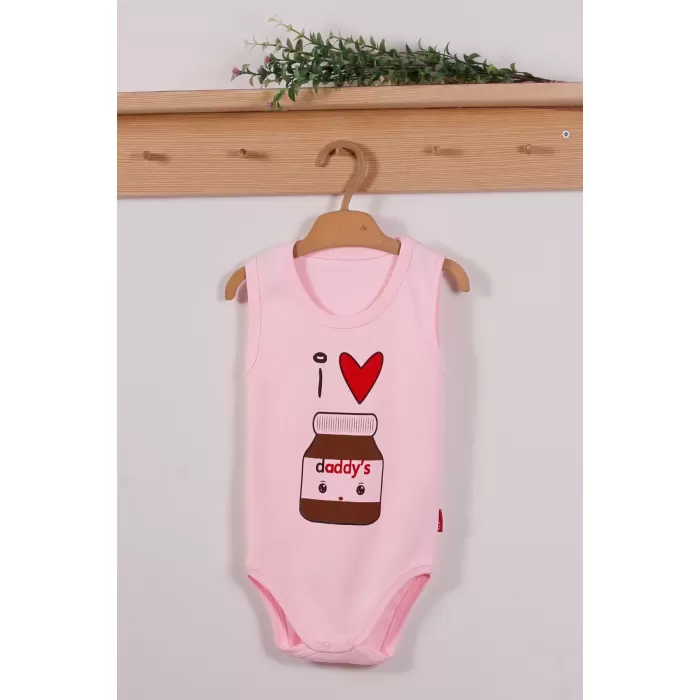 Pembe Daddys Cikolata Desenli Askılı Unisex Body