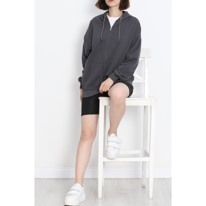 Kapşonlu Oversize Sweat Füme - 20201.053.