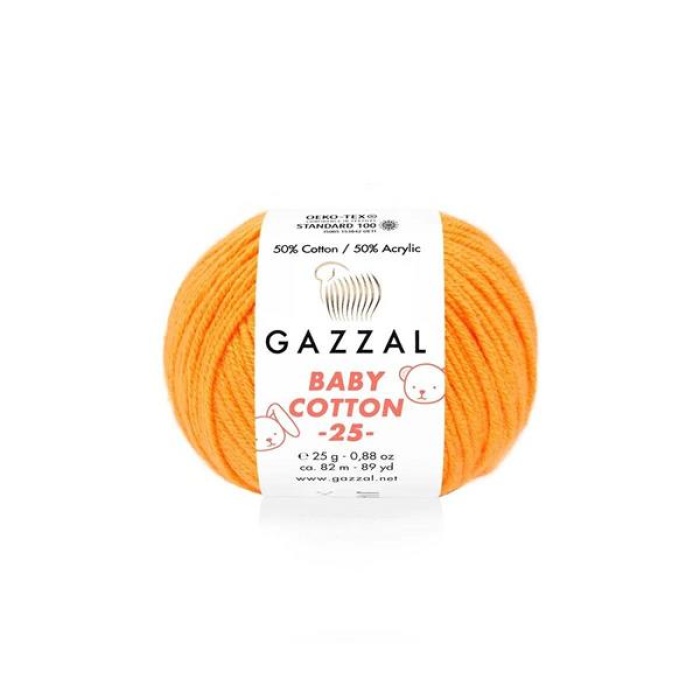 Gazzal Baby Cotton 25 El Örgü İpi Turuncu 3416