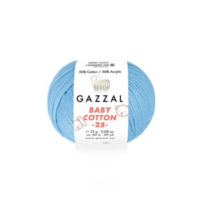 Gazzal Baby Cotton 25 El Örgü İpi Çan Mavi 3423