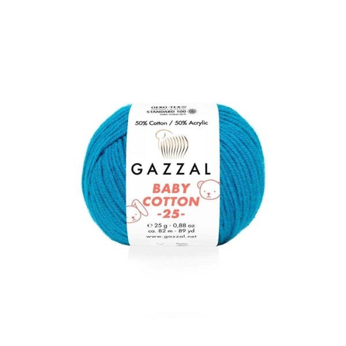 Gazzal Baby Cotton 25 El Örgü İpi Canlı Mavi 3428