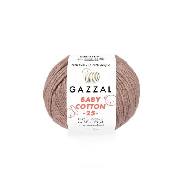 Gazzal Baby Cotton 25 El Örgü İpi Açık Kahve 3434