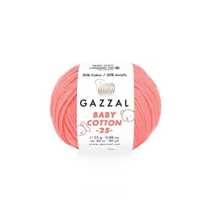 Gazzal Baby Cotton 25 El Örgü İpi Şeftali 3435