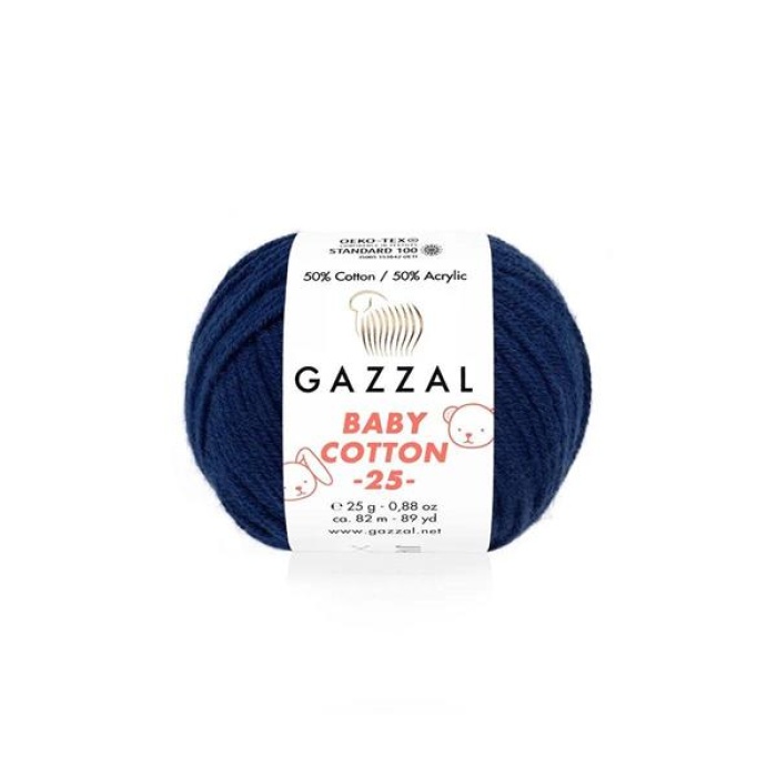 Gazzal Baby Cotton 25 El Örgü İpi Lacivert 3438