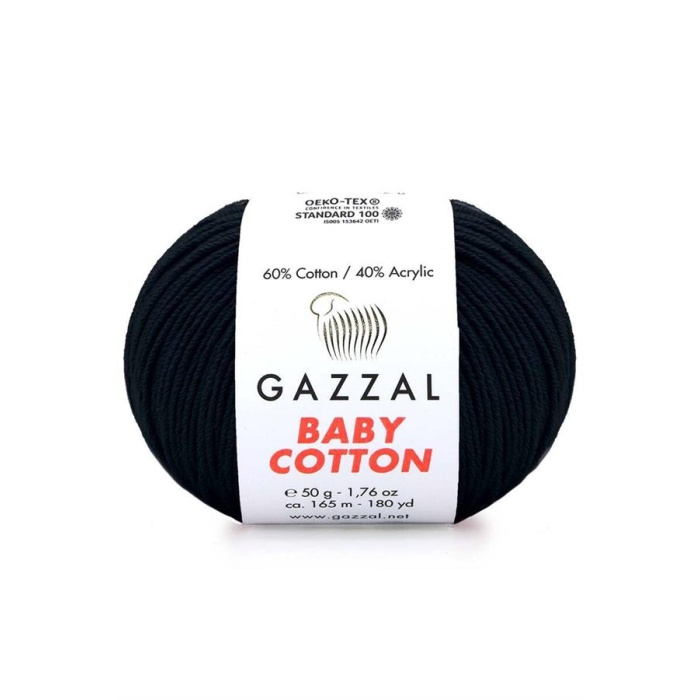 Gazzal Baby Cotton El Örgü İpi Siyah 3433