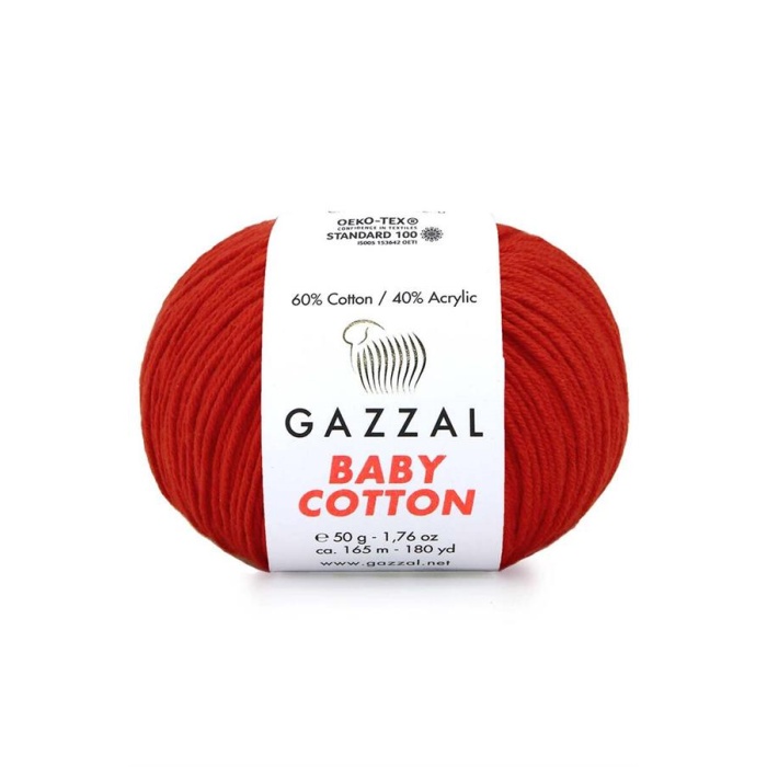 Gazzal Baby Cotton El Örgü İpi Alev Kırmızı 3443