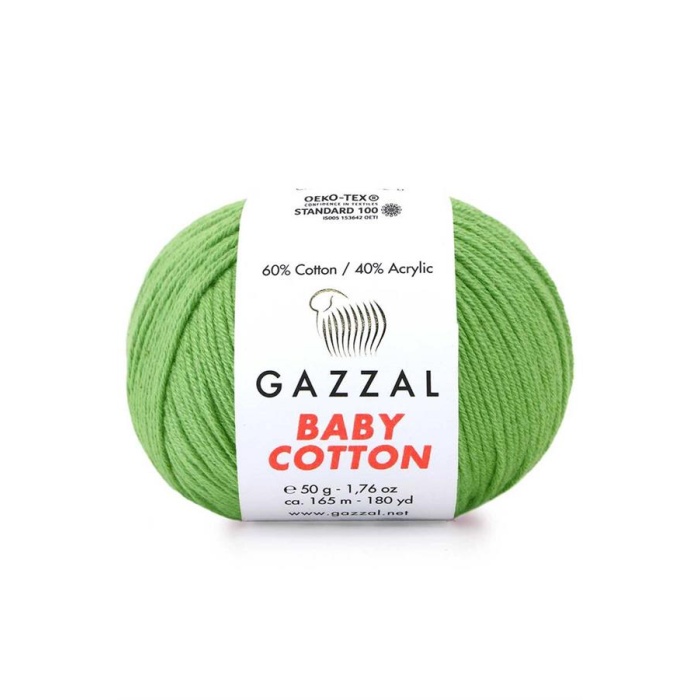 Gazzal Baby Cotton El Örgü İpi Yeşil Çay 3448