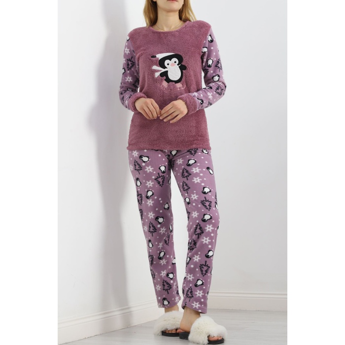 Peluş Polar Pijama Takımı Lila - 19178.1050.