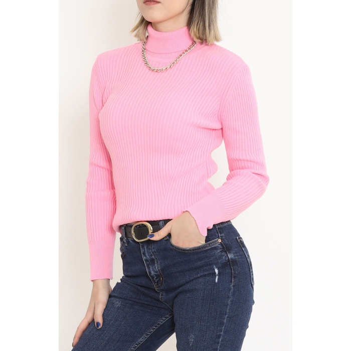 Boğazlı Triko Body Neonpembe - 076.1739.