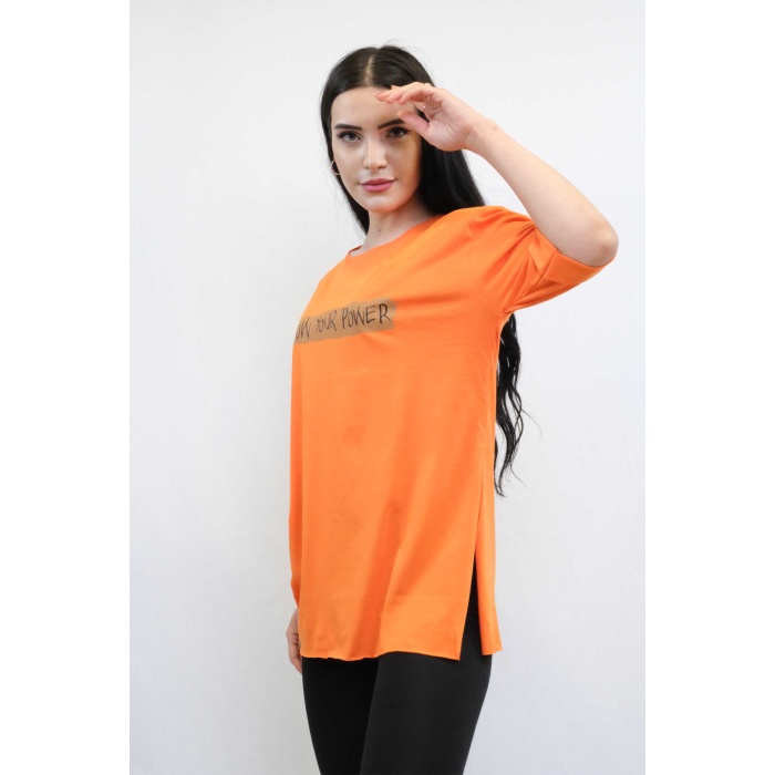   Bisiklet Yaka Oversize Tshirt Turuncu