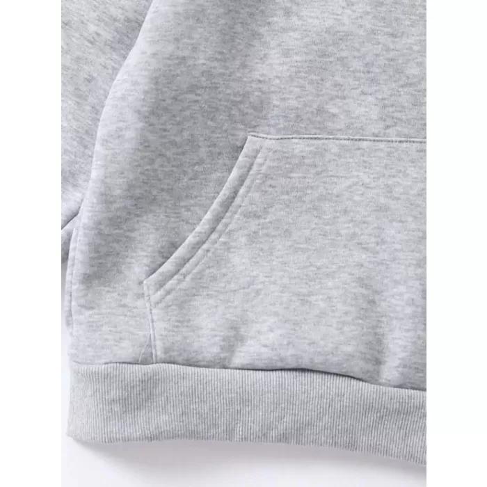 Çocuk Unisex Kapüşonlu Uzaylı Baskılı Pamuklu Sweatshirt - Gri