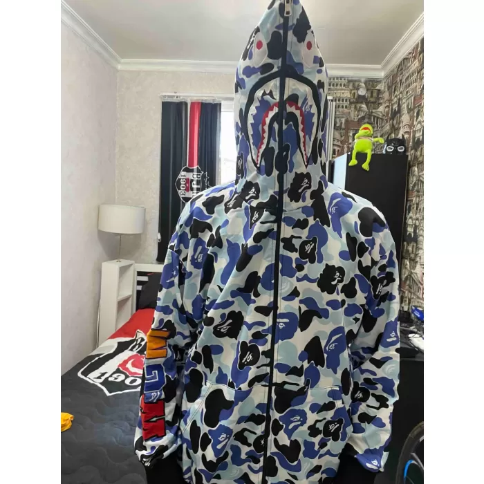 Unisex Pubg Bape x Shark Hoodie - Gri