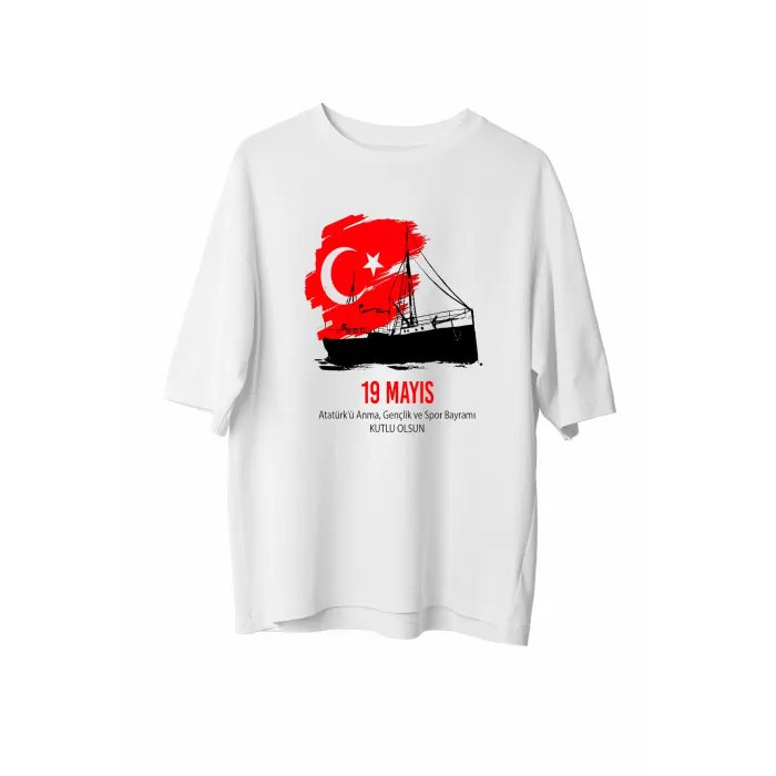 19 Mayıs 20/1 Unisex Baskılı T-shirt - Beyaz