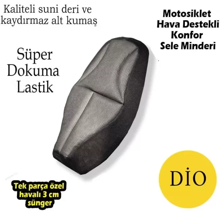 Dio Motosiklet Hava Destekli Konfor Sele - Siyah