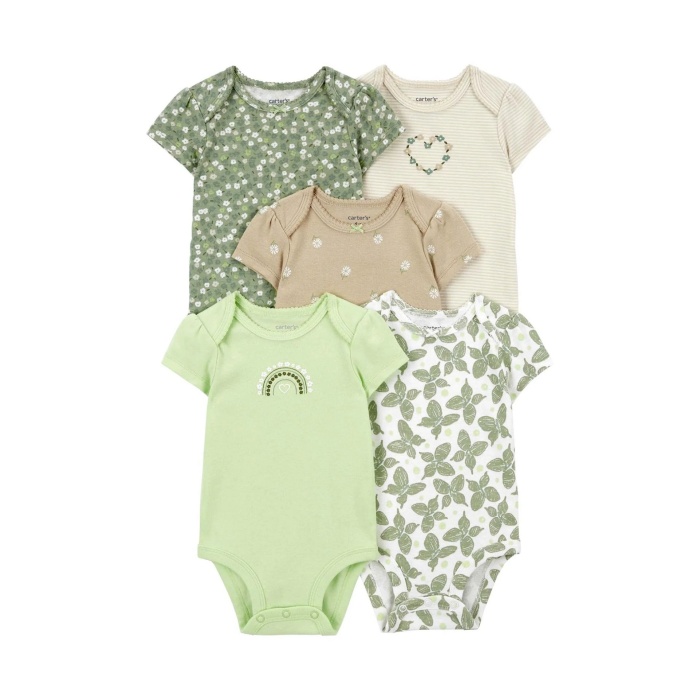 Carters Layette Kız Bebek 5Li Kısa Kol Body 1Q934410 Karışık Renkli