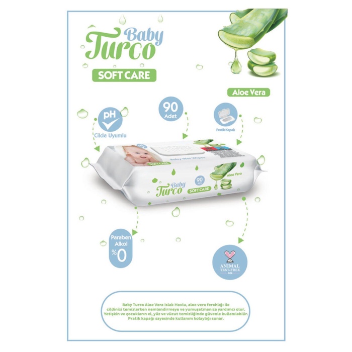 Baby Turco Soft Care Aloe Vera Islak Havlu Mendil 90 Adet