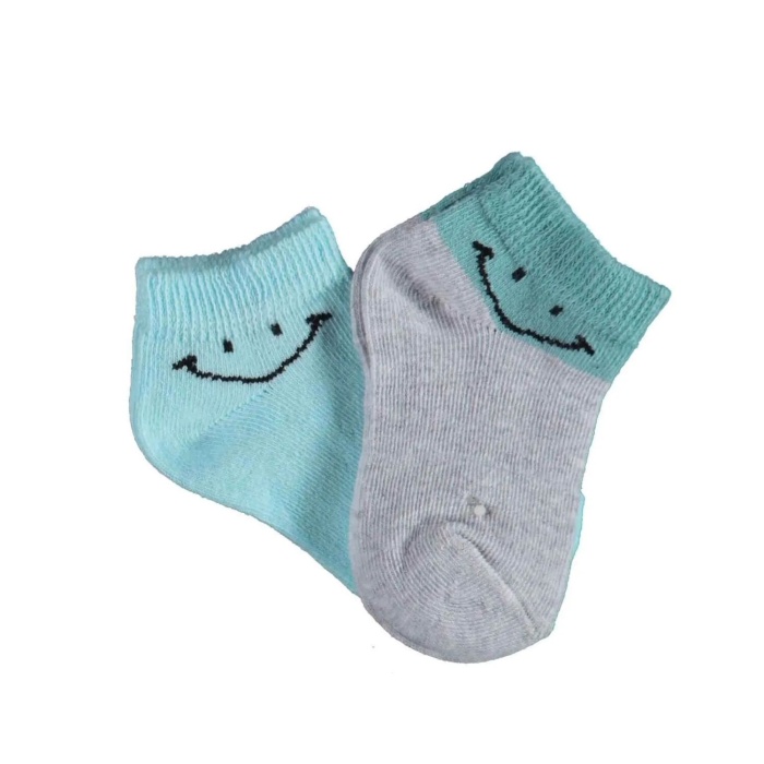 Bibaby Biorganic Smile 2Li Yaş Patik Çorap 68428 Gri Mint