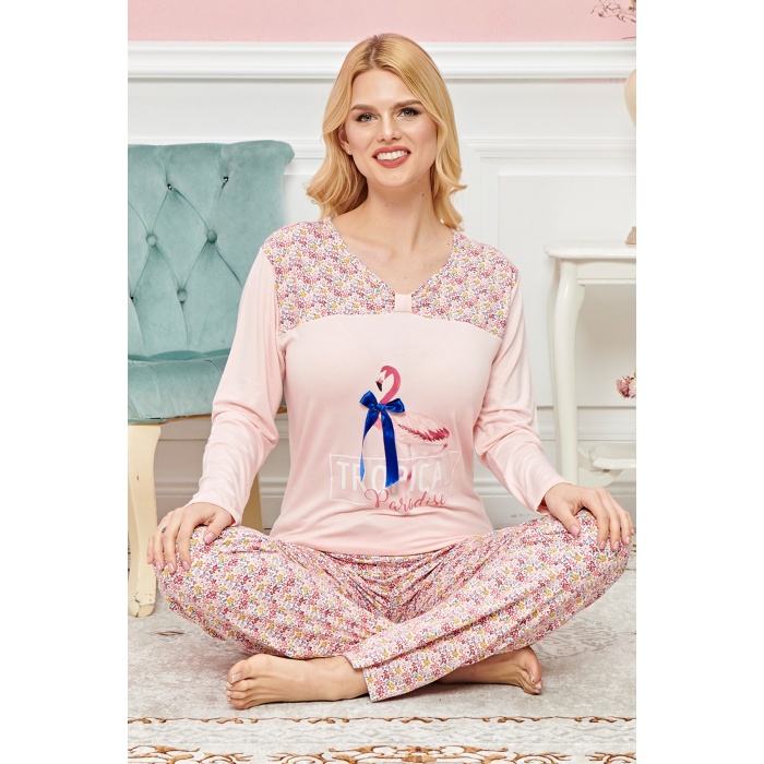 Bayan Uzun Kollu Pijama Takımı Model no 7599