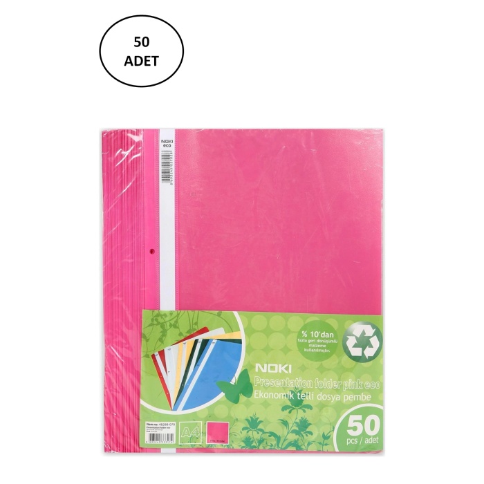 Noki 48288-070 Koyu Pembe Plastik Telli Dosya 50 Adet