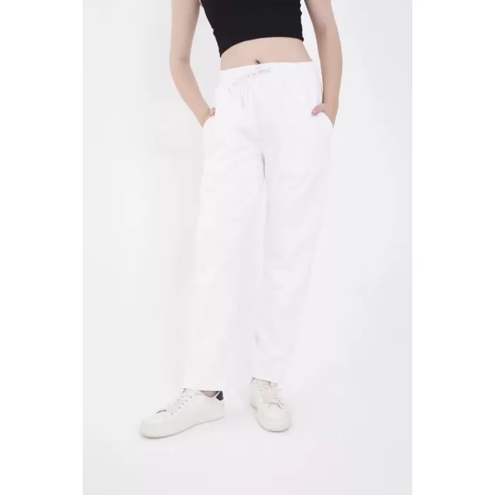 Unisex Üç İplik Basic Eşofman Pantolon - Beyaz