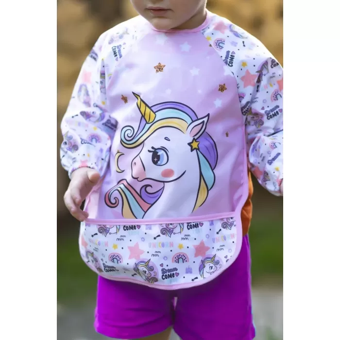 Sıvı Geçirmez 3 Adet Unicorn Kuğu Ayıcık Desen Bebek Mama Önlüğü 0-2 Yaş