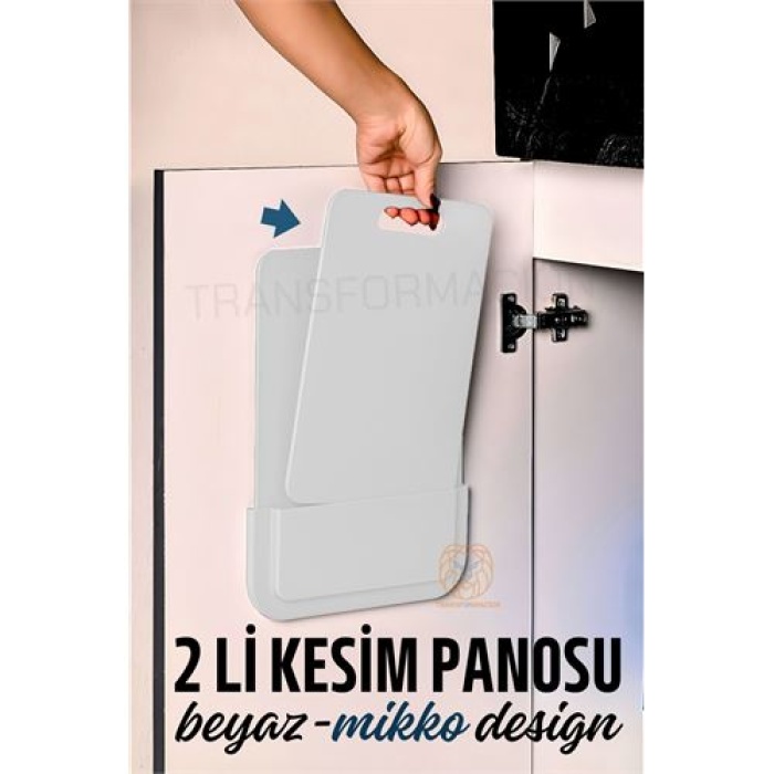 Transformacion 2 li Kesim Panosu Stantlı Yapışkanlı Kesim Tahtası BEYAZ Mikko Design 720999