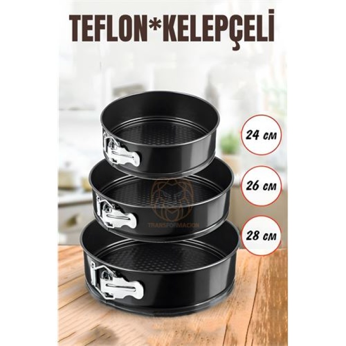 TransForMacion 3 Boy Kelepçeli Kek Kalıbı 24-26-28 Cm Teflon 721074