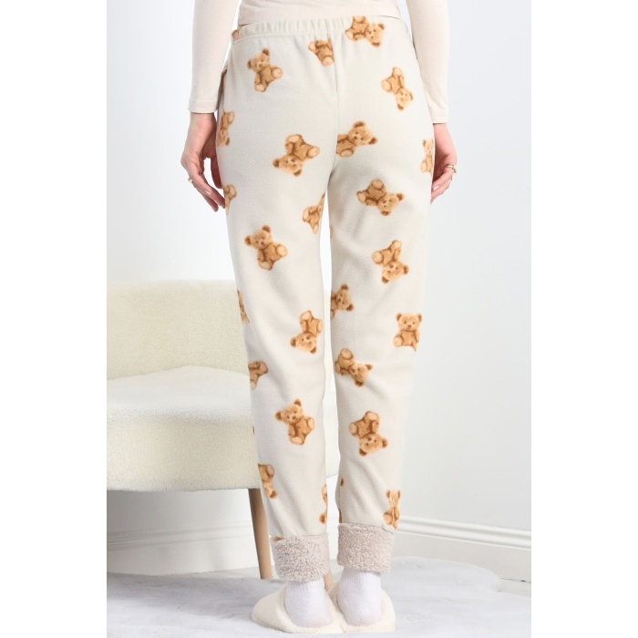 Paçası Peluşlu Polar Cepli Pijama Altı Taş - 20581.1287.