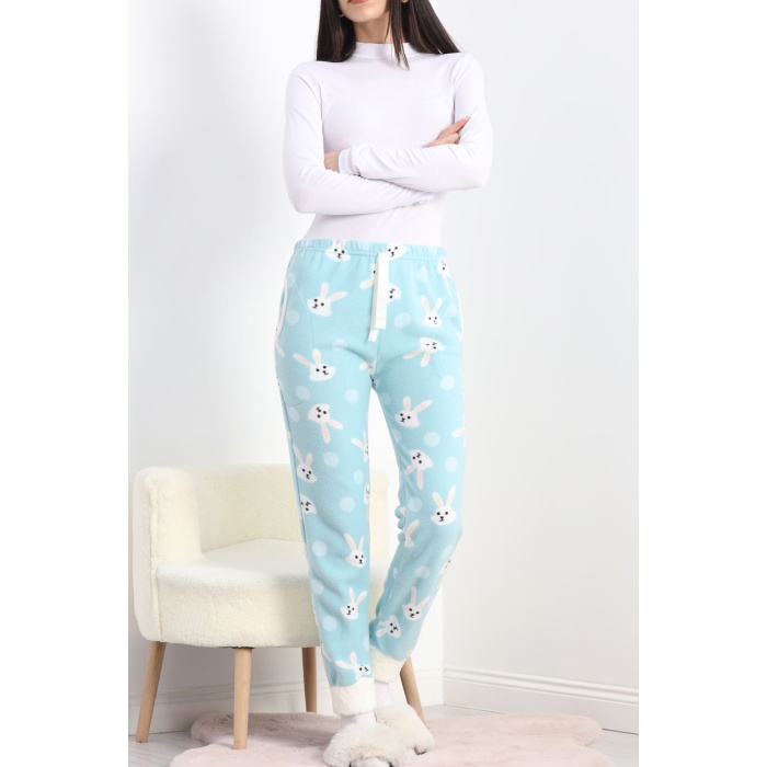 Paçası Peluşlu Polar Cepli Pijama Altı Mint - 20581.1287.