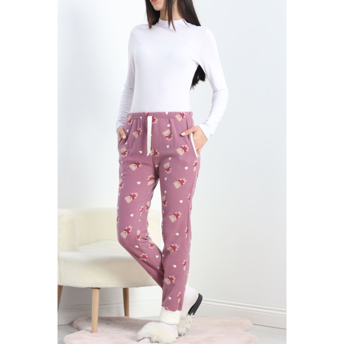 Paçası Peluşlu Polar Cepli Pijama Altı Gülkurusu - 20581.1287.